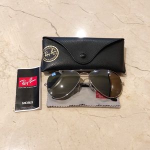 Ray-Ban large aviator silver mirrored sunglasses